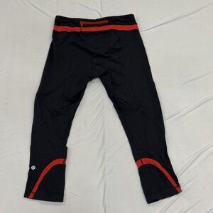 Lululemon Cropped Running/Training Leggings – Black & Red – Size 6